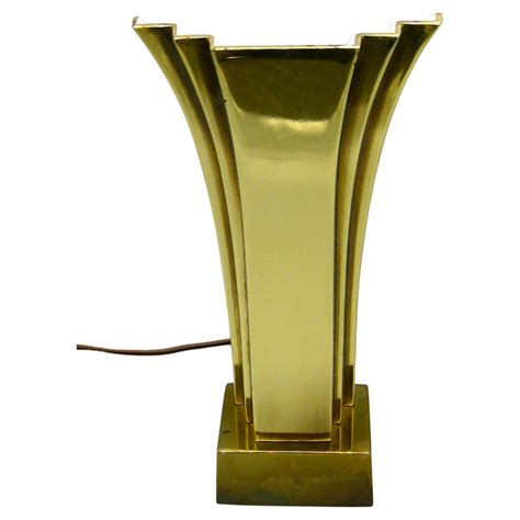 Stiffel Art Deco Revival Brass Desk Or Table Fan Lamp Uplight Circa 1970s For Sale At 1stdibs