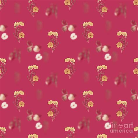 Long Stalked Ledocarpum Botanical Seamless Pattern In Viva Magenta N