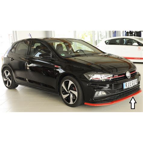 Lame De Pare Chocs Avant Noir Rieger Tuning Pour Volkswagen Polo