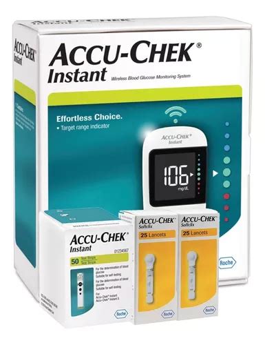 Accu chek Glucómetro Instant Con 50 Tiras Y 50 Lancetas