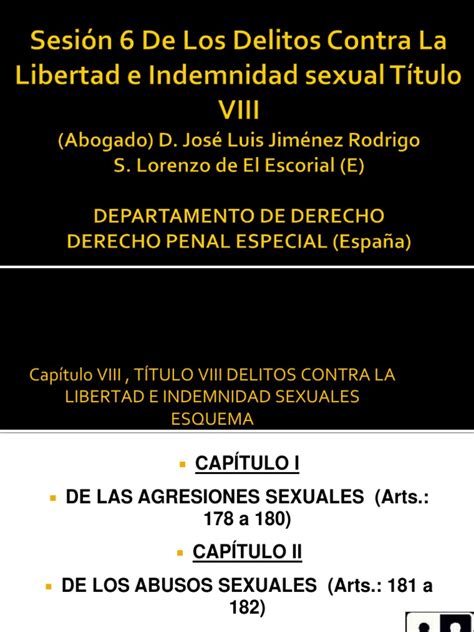 Pdf Sesión 6 Delitos Contra La Libertad E Indemnidad Sexuales José Luis Jiménez Rodrigo