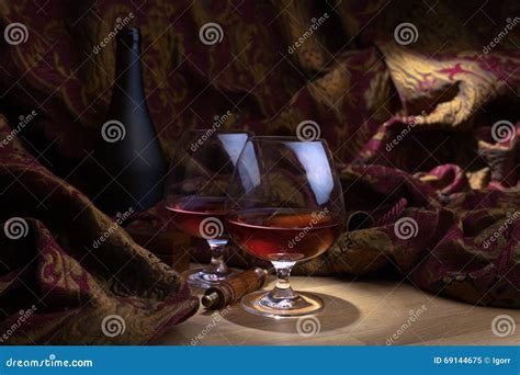 Two Glasses Of Brandy Stock Image Image Of Whiskey Party 69144675