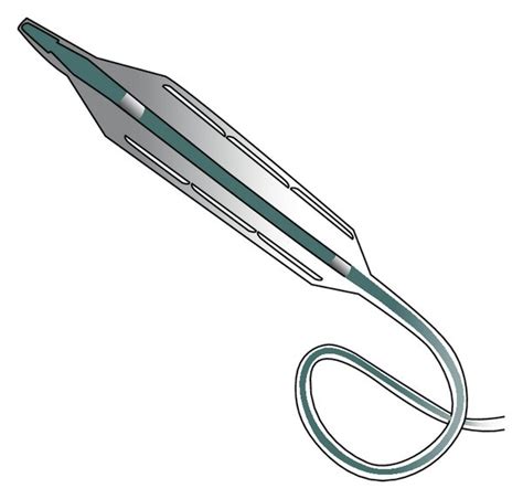 Flextome cutting balloon with extended blades (a). Extracted stent (b ...