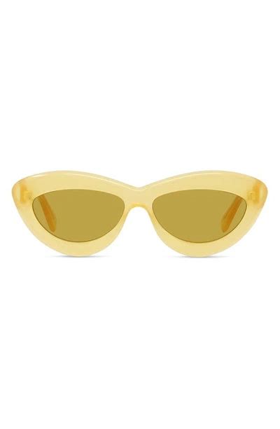 Loewe Raised Logo Acetate Cat Eye Sunglasses In Yellow Modesens