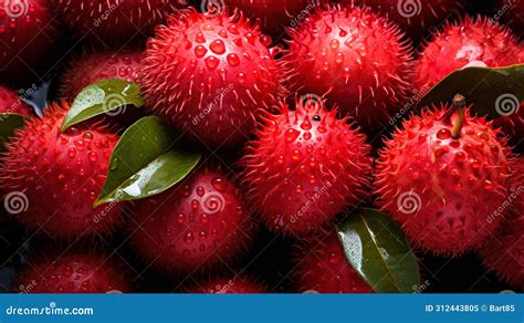 Rambutan Wallpaper Top Down View Of Fresh Fruit Composition Stock