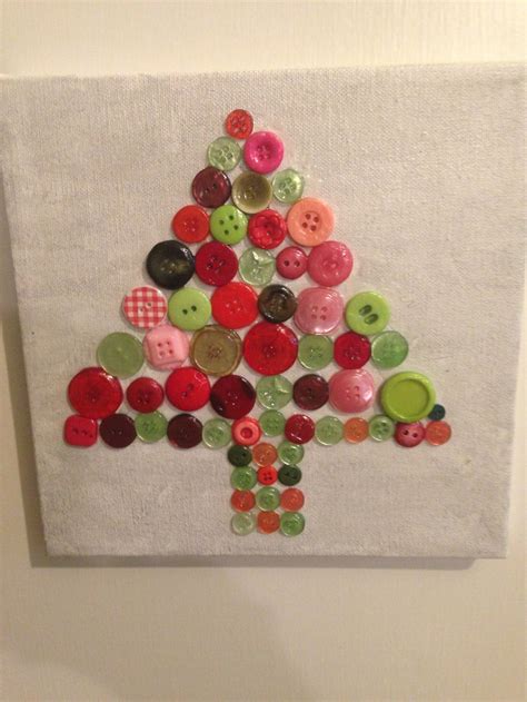 My Hand Made Button Christmas Tree Canvas Buttons Mod Podge And