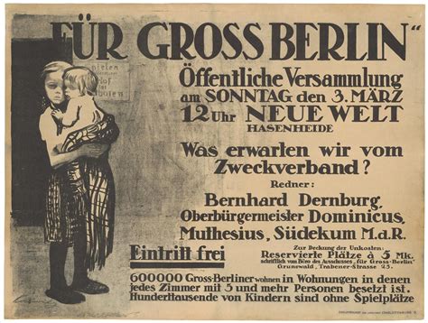 Käthe Kollwitz Poster For Greater Berlin 1912 crayon and brush