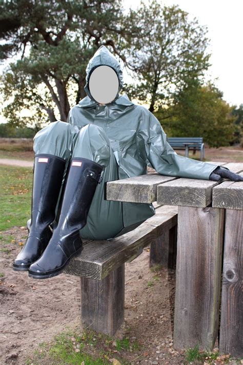 Vintage S Grey Green Pvc Rain Suit