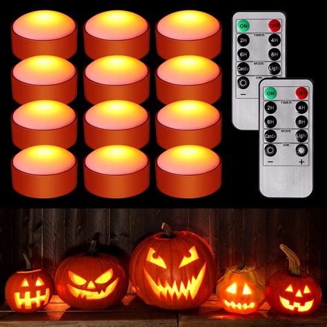 Buy 12 Pieces Halloween Pumpkin Lights With Remote And Timer LED