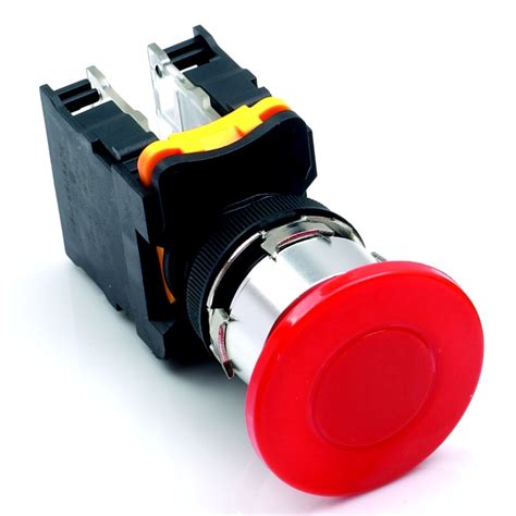 Plastic Push Pull Emergency Stop Red Mushroom Head Push Button Switch Momentary No Nc Button