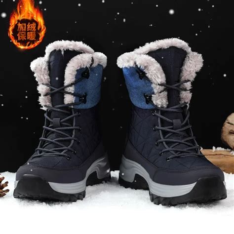 Winter Warm Plush Fur Snow Boots Waterproof Leather Men S Boots Outdoor