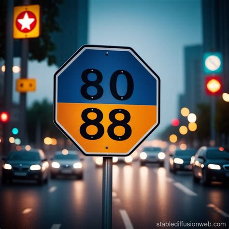 Brightly Colored Eight from Overlaid Road Signs | Stable Diffusion Online