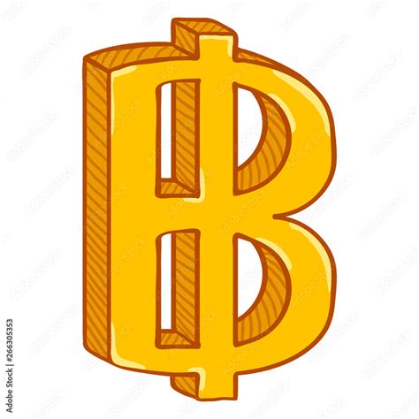 Vector Cartoon Gold Thai Currency Symbol. Thailand Baht. Stock Vector ...