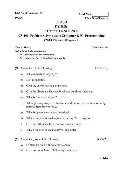 April 2019 Previous Question Papers [5523] 1 1 Total No Of Questions