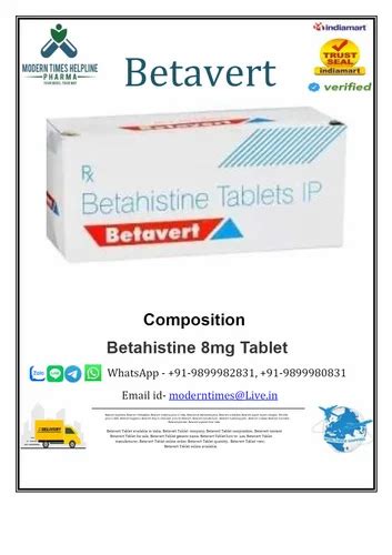 Betavert Mg Tablet At Best Price In New Delhi By Modern Times Helpline