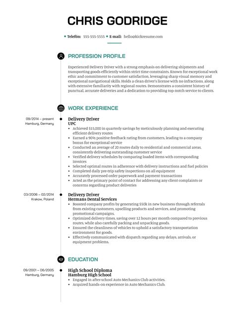 Ejemplo De Curriculum Vitae De Repartidor Kickresume