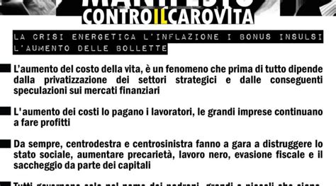 Manifesto Contro Il Carovita Noi Non Paghiamo Aumentate I Salari