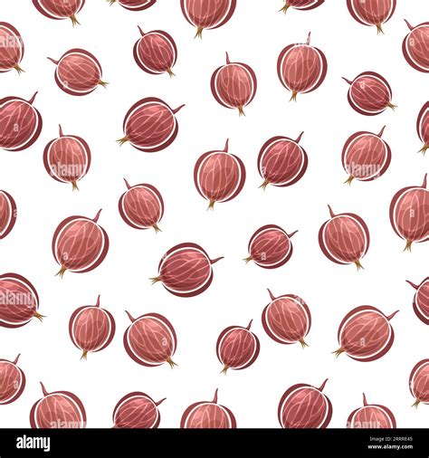 Vector Red Gooseberry Seamless Pattern Square Repeat Background With