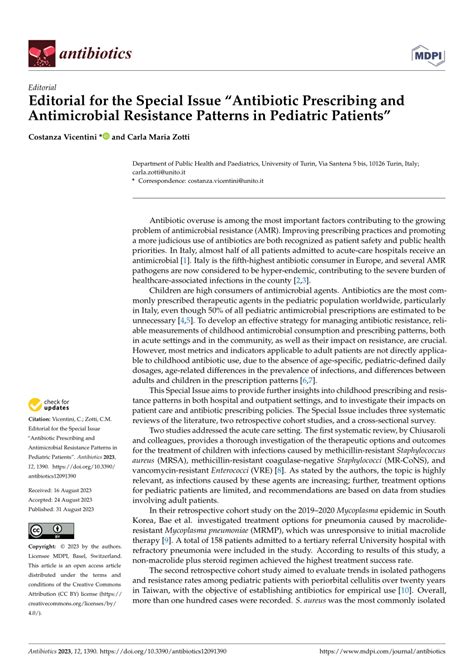 Pdf Editorial For The Special Issue “antibiotic Prescribing And