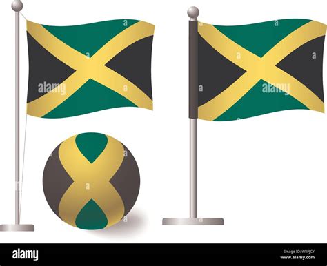 Jamaica Flag On Pole And Ball Metal Flagpole National Flag Of Jamaica