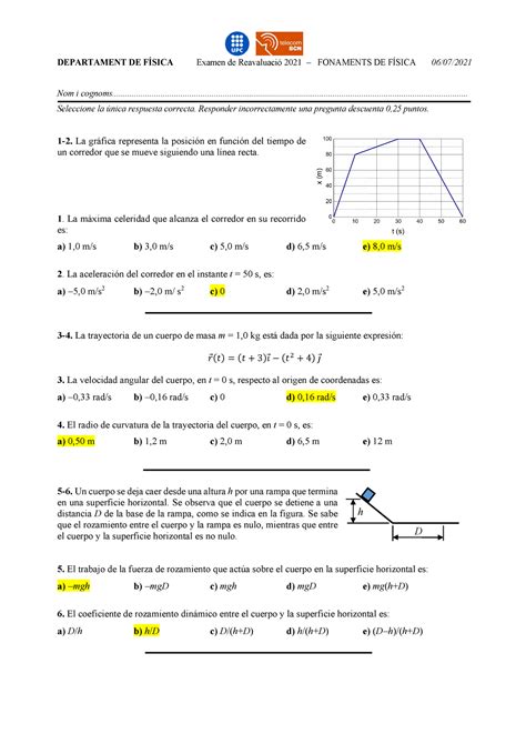 Examen final recuperació FDF 2020 Fonaments de Física UPC Studocu