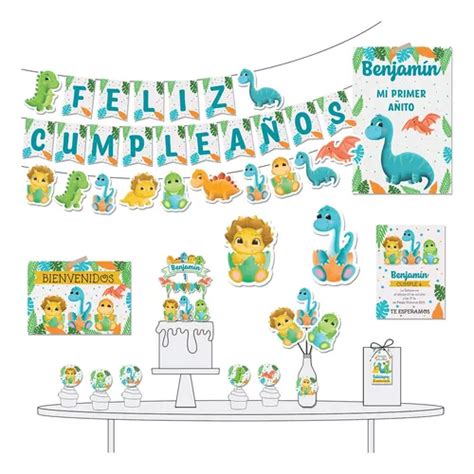 Kit Deco Cumple Imprimible Personalizado Dinosaurios Bebe En Venta En