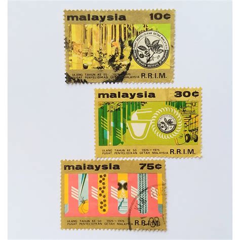 Stamp Malaysia Rrim 50 Years Anniversary Postage 1975 Rubber Research