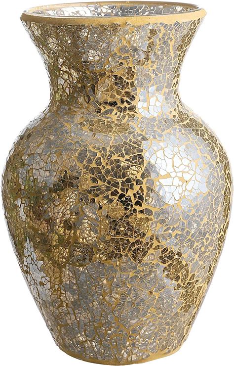 Gold Whole Housewares 105 Tall Mosaic Glass Vase Vases Home And Kitchen