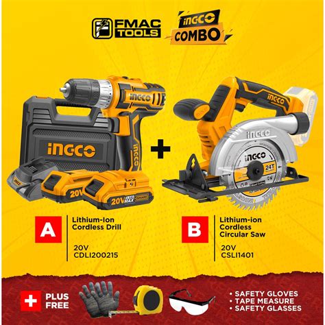 INGCO COMBO Cordless Circular Saw 20V Cordless Impact Drill 20V