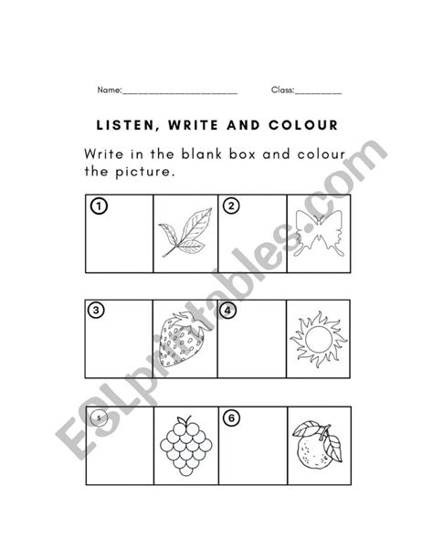 Listen Write And Colour Esl Worksheet By Ninielee