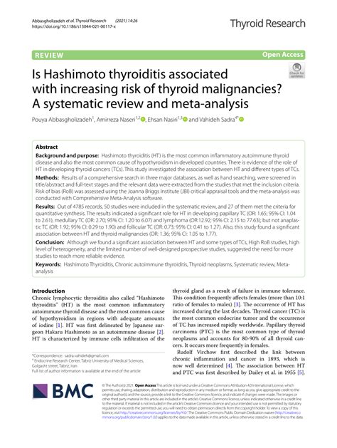 Pdf Is Hashimoto Thyroiditis Associated With Increasing Risk Of