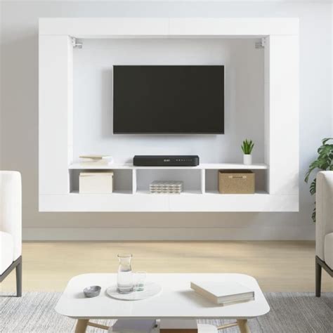 Vidaxl Meuble Tv Blanc X X Cm Bois D Ing Nierie