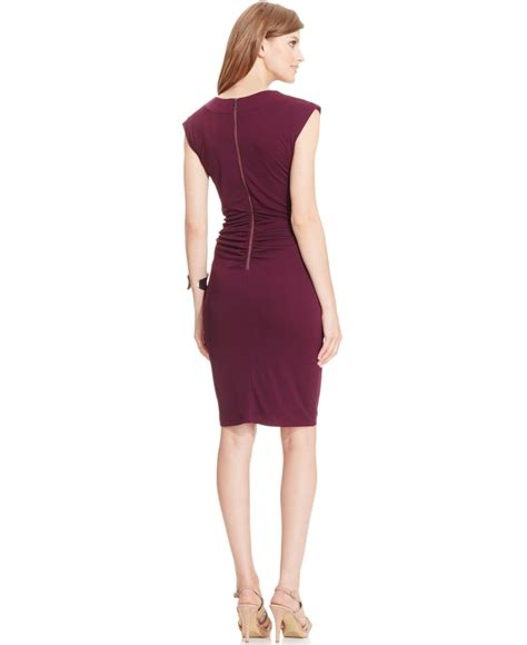 Lyst Robert Rodriguez Cowl Neck Sheath Dress In Purple