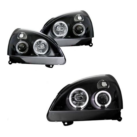 Feux Phare Avant Angel Eyes Noir Pour Renault Clio Phase De