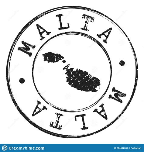 Malta Map Silhouette Passaporte Postal Carimbo Circular Cone Do Selo