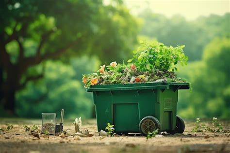 Premium AI Image | Green Garbage Bins for Biodegradable Waste