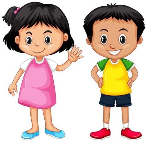 Cute boy and girl with happy face Niños Dibujos Escolares