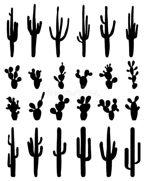 Sistema Del Ejemplo De La Silueta Del Cactus Ilustración Del Vector