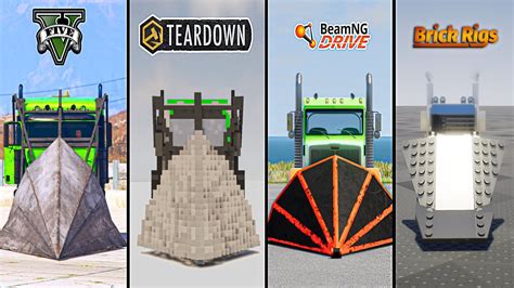 GTA 5 RAMP TRUCK VS TEARDOWN RAMP TRUCK VS BEAMNG RAMP TRUCK VS BRICK