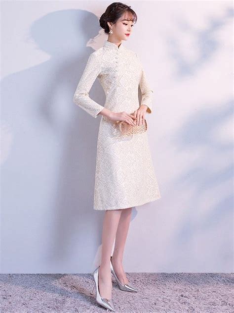 White A Line Lace Qipao Cheongsam Dress Cozyladywear Chinese Style Dress Cheongsam Dress