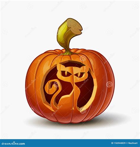 Jack O Lantern Spooky Cat Stock Vector Illustration Of Carving 156944839