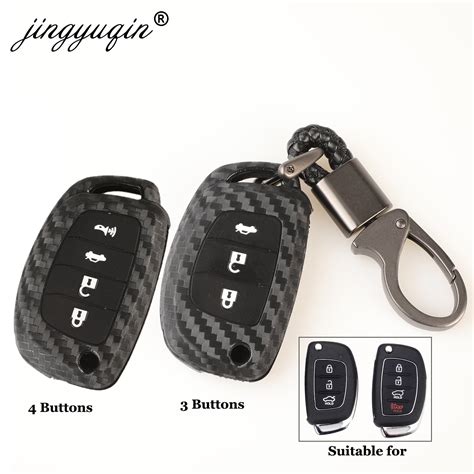 Funda Para Llave De Coche De Fibra Jingyuan Para Hyundai Tucson Santa