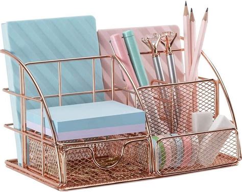 Rose Gold Desk Organizer With Drawer Desk Accessories Home Etsy In