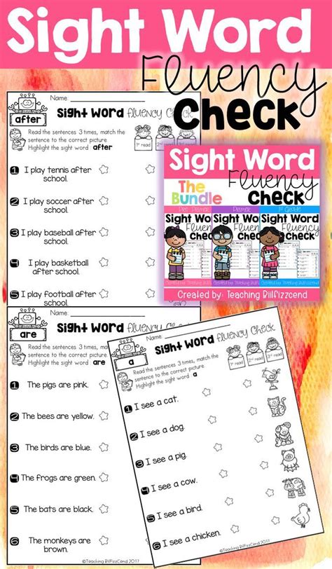 Kindergarten Sight Word Fluency Check Pre Primer Primer First Grade