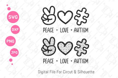 Autism Svg Peace Love Autism Svg Graphic By Foxgrafy · Creative Fabrica