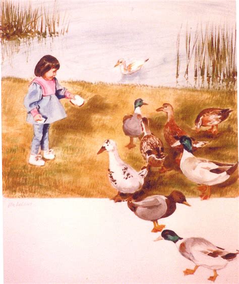 Feeding Ducks Painting By Florence Unkeless