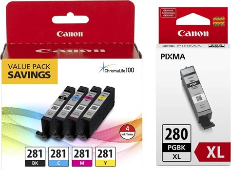 Amazon Canon CLI 281 BKCMY 4 Color Ink Tank Value Pack 2091C005