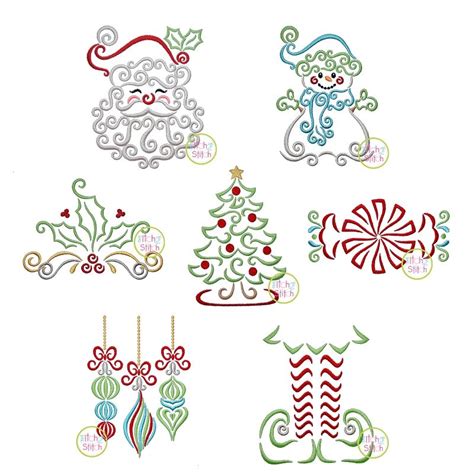 Swirly Christmas Embroidery Design Set Artofit