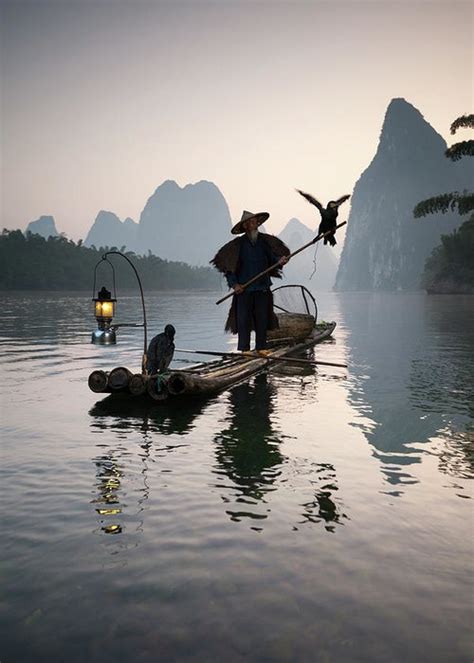 Fisherman With Cormorants On Li River Greeting Card by Matteo Colombo