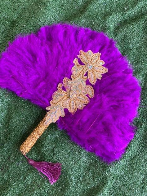 Purple Wedding Hand Fan, African Traditional Bridal Handfan Accessory, Nigerian Wedding Hand ...